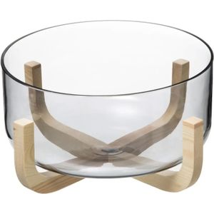 Secret de Gourmet Slakom/voedsel serveer schaal- Glas/hout - D24 cm