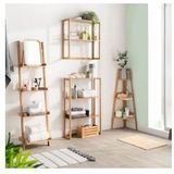 Draaibare bamboe spiegel H 39 cm - Makeup Spiegel