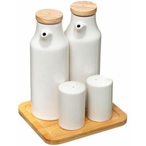 olie en azijn set- peper en zout keramisch op schaaltje