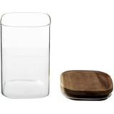 Voorraadbus/voorraadpot 1L glas met acacia houten deksel - 1000 ml - Voorraadpotten met luchtdichte deksel