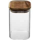 Voorraadbus/voorraadpot 1L glas met acacia houten deksel - 1000 ml - Voorraadpotten met luchtdichte deksel