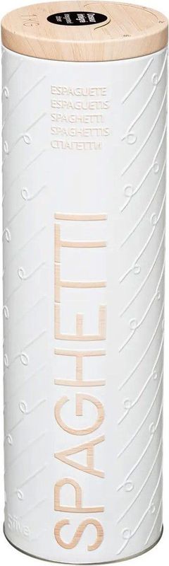 Five Spaghettidoos - wit - metaal - relief - Luxe voorraadpot/voorraadbus