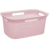 Wasmand van rotan gevlochten - lichtroze - kunststof - 45 liter - 59 x 41 x 27 cm