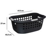 5Five Wasmand extra groot antraciet kunststof 51 liter 67 x