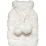 Superzachte fluffy pluche warmwaterkruik met hoes wit 280 ml - 15 x 22 cm - zachte bedkruiken