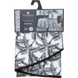 Tafelkleed van polyester rond diameter 180 cm - palm print zwart wit - Eettafel tafellakens