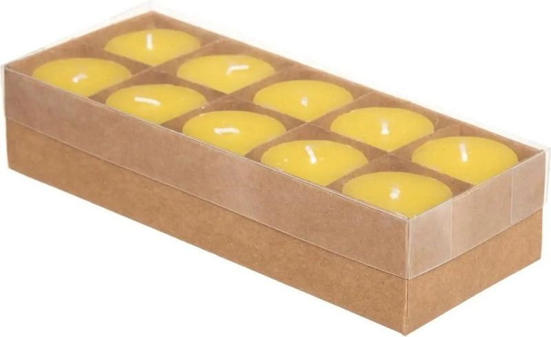 Atmosphera Citronella/citroen geur stomp kaarsjes - 10x stuks - 7 branduren - geel