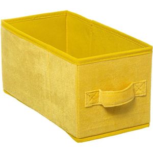 Opbergmand/kastmand 7 liter geel polyester 31 x 15 x 15 cm - Opbergboxen - Vakkenkast manden