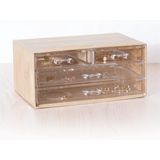 5Five sieraden/make-up organizer - 4 lades - 24 x 11 cm - rechthoek - bamboe/kunststof - opbergen