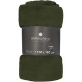 Fleece deken/fleeceplaid olijf groen 130 x 180 cm polyester - Bankdeken - Fleece deken - Fleece plaid