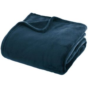 Atmosphera plaid effen linnen flanellen - deken - 180x230cm - Egeïsch blauw