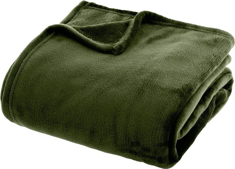 Atmosphera fleece deken/fleeceplaid - donkergroen - 180 x 230 cm - polyester - Molton Bankdeken