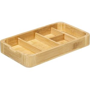 Sieraden/make-up houder/box met spiegel 24 x 3 cm van bamboe hout - Sieraden box - Make-up box - Organizer