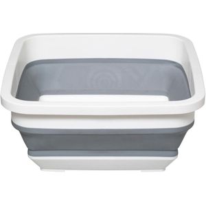 Afwasteil/afwasbak opvouwbaar wit/grijs vierkant 32 x 15 cm 8 liter van kunststof - Afwassen