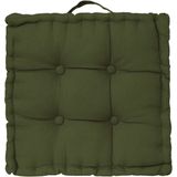 Atmosphera Vloerkussen Square - donkergroen - katoen - 40 x 40 x 8 cm - vierkant - Extra dik