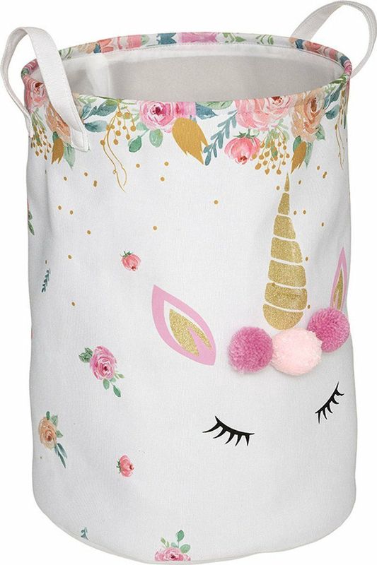 Atmosphera Opbergmand unicorn - groot - polyester - kinderkamer - D35 x H50 cm