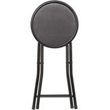5five Bijzet krukje/stoel - Opvouwbaar - zwart/grijs - 46 cm