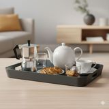 5Five dienblad/serveerblad - 44 x 29 cm - antraciet grijs - met handvaten - kunststof