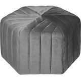 Atmosphera Poef om te zitten Diamond - hout/stof - soft fluweel grijs - D52 x H30 cm - bijzet stoeltjes