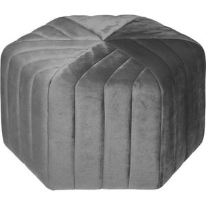 Atmosphera Poef om te zitten Diamond - hout/stof - soft fluweel grijs - D52 x H30 cm - bijzet stoeltjes