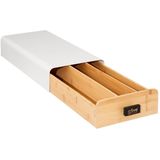 Koffie cup/capsule houder/dispenser lade bamboe hout/metaal wit 30 capsules - Koffiecups ladekastje Nespresso/dolce Gusto
