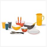 5Five Sla bestek/couvert - 2-delig - wit - kunststof - 29 cm - saladebestek/slacouvert - opscheplepels fruit/groente