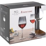 Set van 6x wijnglazen zwarte rand voor rode wijn Sauvage 380 ml van glas - Wijn glazen