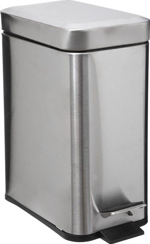 5Five - Prullenbak/pedaalemmer zilver rvs metaal 5 liter - 14x29x30 cm