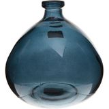 Atmosphera bloemenvaas Genua - Organische bol fles vorm - blauw transparant - glas - H22 x D21 cm