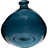Atmosphera bloemenvaas Genua - Organische bol fles vorm - blauw transparant - glas - H22 x D21 cm