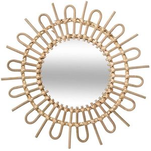 Wandspiegel Sun - Boho/ibiza stijl - rotan - lichtbruin - rond - 50 cm - Spiegels