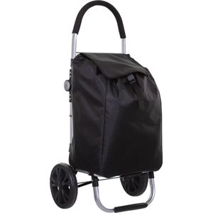 5Five Boodschappen trolley tas met wielen - 51 liter - zwart - 44x37x98 cm - Het topmodel trolley