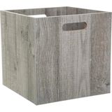 Opbergmand/kastmand 29 liter grijs/greywash van hout 31 x 31 x 31 cm - Opbergboxen - Vakkenkast manden