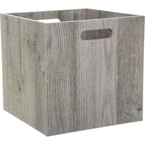 Opbergmand/kastmand 29 liter grijs/greywash van hout 31 x 31 x 31 cm - Opbergboxen - Vakkenkast manden