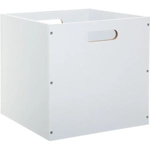 Opbergmand/kastmand 29 liter wit van hout 31 x 31 x 31 cm - Opbergboxen - Vakkenkast manden