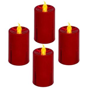 Feeric lights and christmas LED stompkaarsen - 4x - rood- 7,5 cm