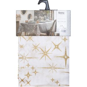 Atmosphera - Tafelkleed kerst thema - 140 x 240 cm wit gouden sterren