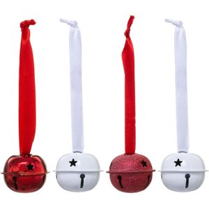 Feeric lights and christmas kerstbelletjes hangers - 4x- metaal- D4 cm