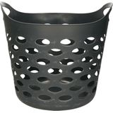 5Five Flexibele wasmand/opbergmand - rond - donkergrijs - 28 liter - D38 x H38 cm