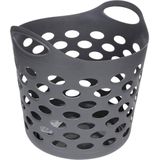 5Five Flexibele wasmand/opbergmand - rond - donkergrijs - 28 liter - D38 x H38 cm