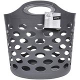 5Five Flexibele wasmand/opbergmand - rond - donkergrijs - 28 liter - D38 x H38 cm