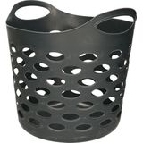 5Five Flexibele wasmand/opbergmand - rond - donkergrijs - 28 liter - D38 x H38 cm