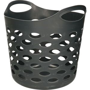 5Five Flexibele wasmand/opbergmand - rond - donkergrijs - 28 liter - D38 x H38 cm
