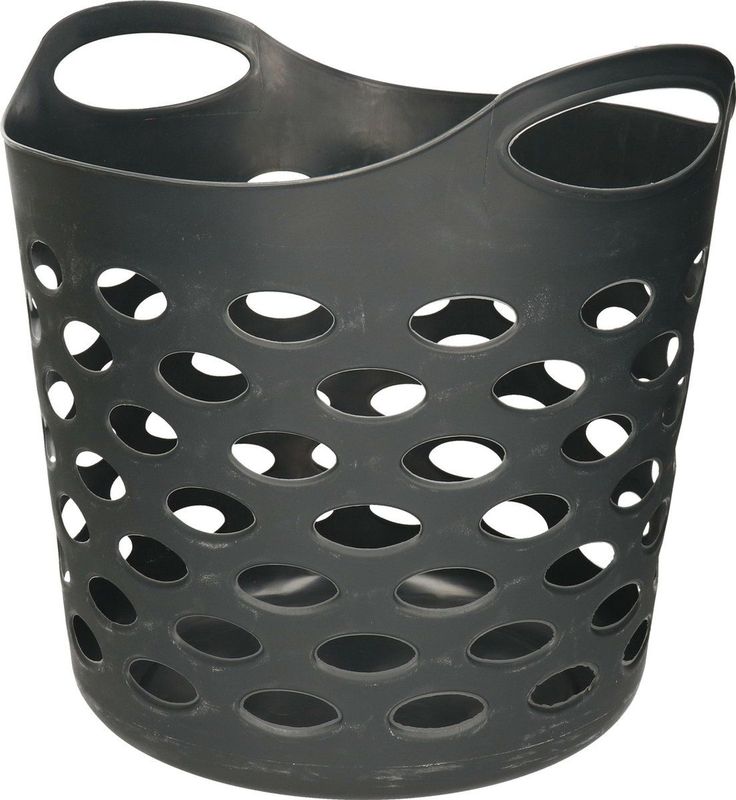 5Five Flexibele wasmand/opbergmand - rond - donkergrijs - 28 liter - D38 x H38 cm