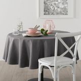 Atmosphera Tafelkleed rond - grijs - Dia 180 cm - Eettafel tafellakens - polyester