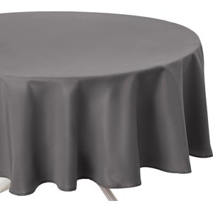 Atmosphera Tafelkleed rond - grijs - Dia 180 cm - Eettafel tafellakens - polyester
