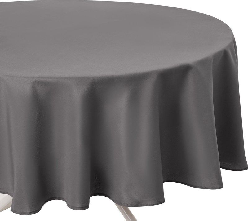 Atmosphera Tafelkleed rond - grijs - Dia 180 cm - Eettafel tafellakens - polyester