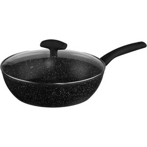 Secret de Gourmet - Hapjespan met deksel - Alle kookplaten/warmtebronnen geschikt - zwart - Dia 28 cm