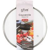 5Five universele pannendeksel voor pannen van 24 cm - glas - stoomgaatje - D25 x H7 cm