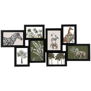 Atmosphera Collage fotolijst/fotoframe - 8x foto van verschillende formaten - zwart - wand - 63 x 30 cm